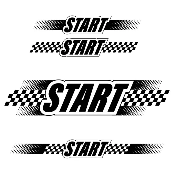 Abstraktes Autorennen Logo Mit Schwarz Weißer Fahne Und Beispieltext Start — Stockvektor
