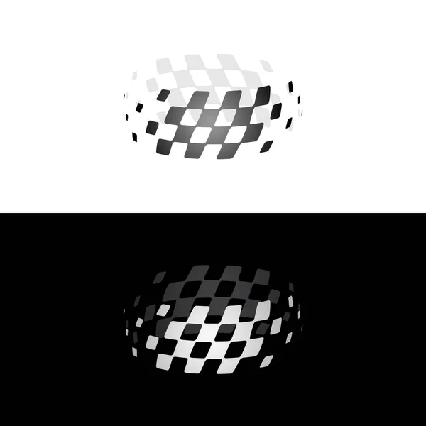 Abstract Auto Sport Ras Logo Met Zwart Wit Vlaggen Start — Stockvector