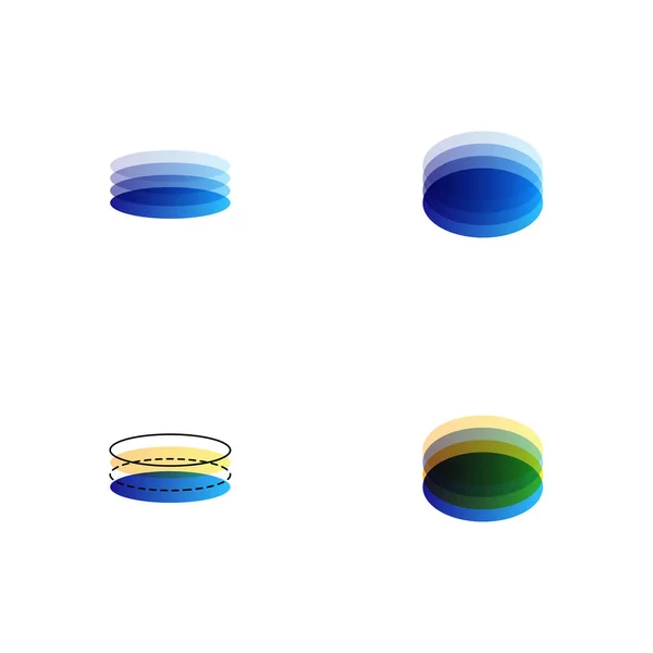 一套不同平面和轮廓的纸层设计图标 圆形等距层的Wed Logo接口 — 图库矢量图片