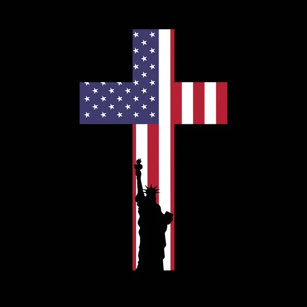 Bandera Los Estados Unidos América Con Forma Cruz Aislada Sobre — Vector de stock