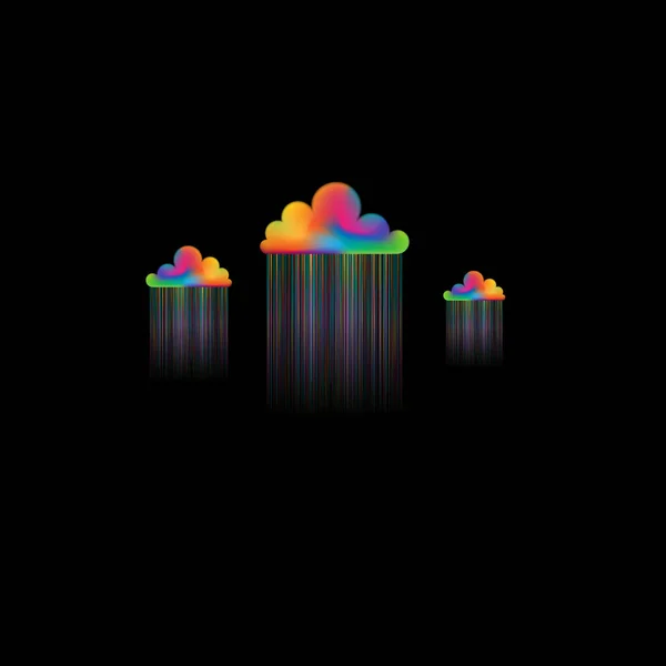 Nuvole Colorate Astratte Con Colori Diversi Linee Pioggia Ondulanti Isolate — Vettoriale Stock