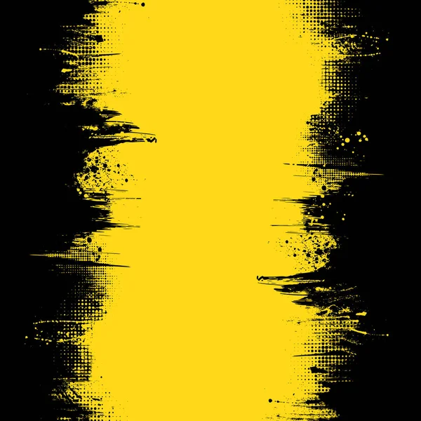 Zestaw Różnych Czarnych Elementów Grunge Atramentu Izolowanych Żółtym Tle — Wektor stockowy
