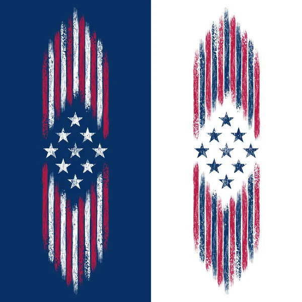 Grunge Abstrakcyjna Flaga Usa Gwiazdami Paskami Sylwetka Izolowana Niebiesko Białym — Wektor stockowy