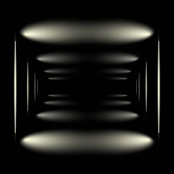 Černá Místnost Lineárními Světelnými Lampami Řadě Zářivé Efekty — Stockový vektor