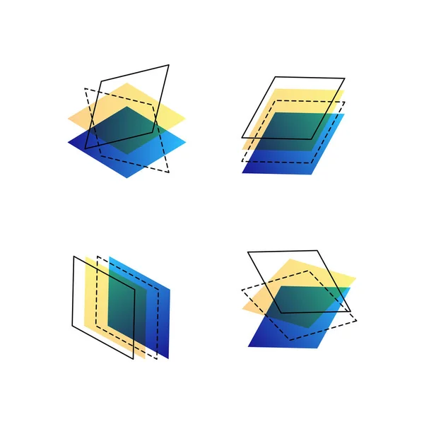 Set Different Flat Outline Paper Layers Design Icons Wed Logo — Vetor de Stock