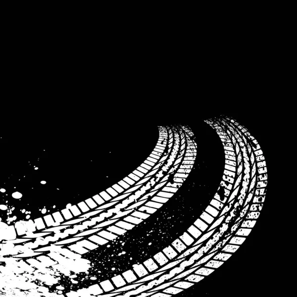 Fond Noir Avec Traces Pneus Blancs Taches Encre Grunge Éclaboussures — Image vectorielle