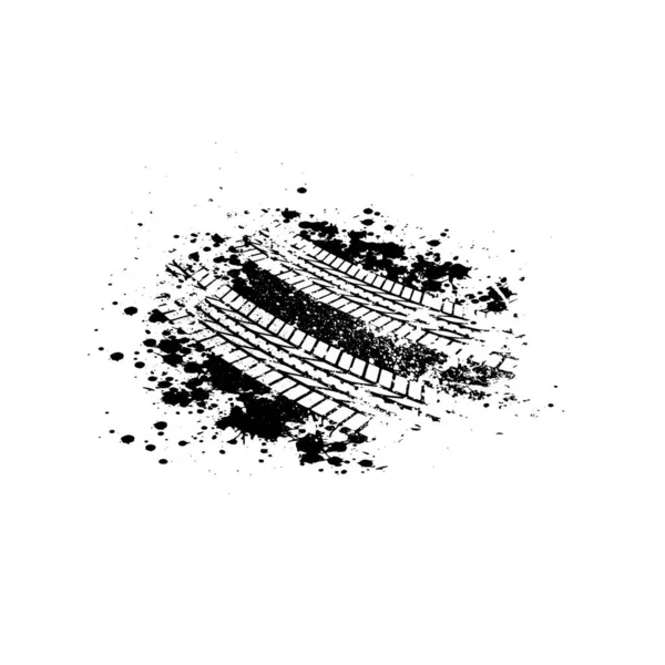 Siyah Lastik Izleriyle Beyaz Arka Plan Grunge Mürekkep Lekeleri Sıçrıyor — Stok Vektör