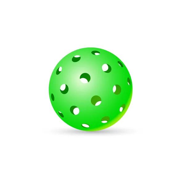 Balle Pickleball Verte Avec Ombre Isolée Sur Fond Blanc — Image vectorielle