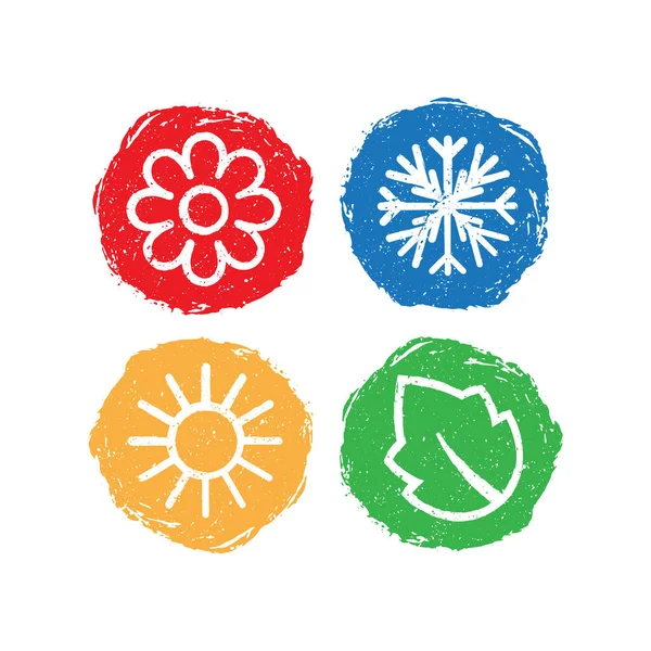 Symboles Quatre Saisons Avec Ombres Icônes Été Automne Hiver Printemps — Image vectorielle