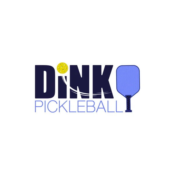 Pickleball Paddel Und Ball Isoliert Auf Weißem Hintergrund Mit Dink — Stockvektor