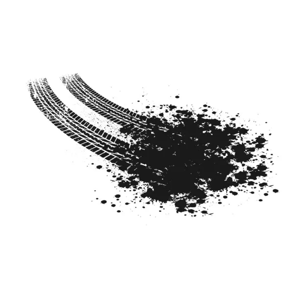 Witte Achtergrond Met Zwarte Grunge Bandensporen Inkt Vlekken Splash — Stockvector