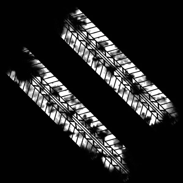 Pneu Cylindrique Blanc Trace Silhouette Isolée Sur Fond Noir — Image vectorielle