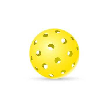 Beyaz arka planda izole edilmiş sarı bir picleball topu