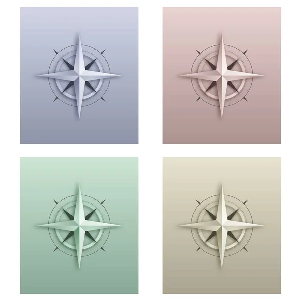 Logotipos Brújula Abstracto Conjunto Aislado Fondos Colores Windrose Símbolo Para — Archivo Imágenes Vectoriales