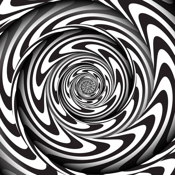 Hypnose Circulaire Abstraite Lignes Noires Blanches Time Lapse Trou Vague — Image vectorielle