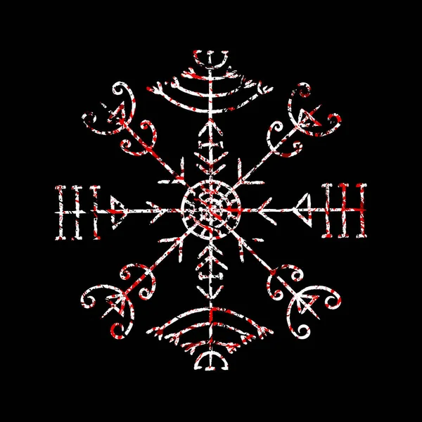 Antiguo Símbolo Rúnico Con Marco Grunge Estilo Icelandés Aislado Sobre — Archivo Imágenes Vectoriales