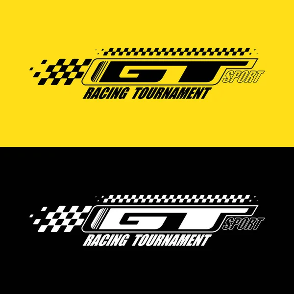 노란색과 플래그와 텍스트와 자동차 스포츠 레이싱 챔피언십을 디자인 마무리 — 스톡 벡터