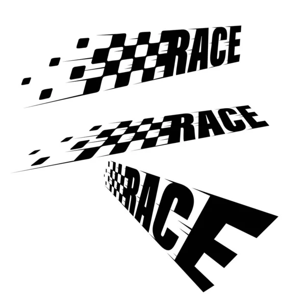 Logo Course Sport Automobile Abstrait Avec Drapeaux Noirs Blancs Conception — Image vectorielle