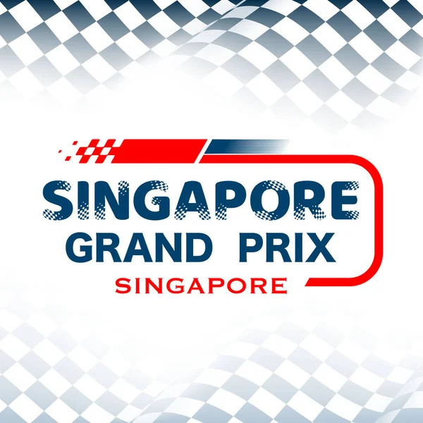 具有白色渐变和高速赛车场标志的经过检查的片断背景 不同设计元素的新加坡大奖赛海报或横幅 — 图库矢量图片