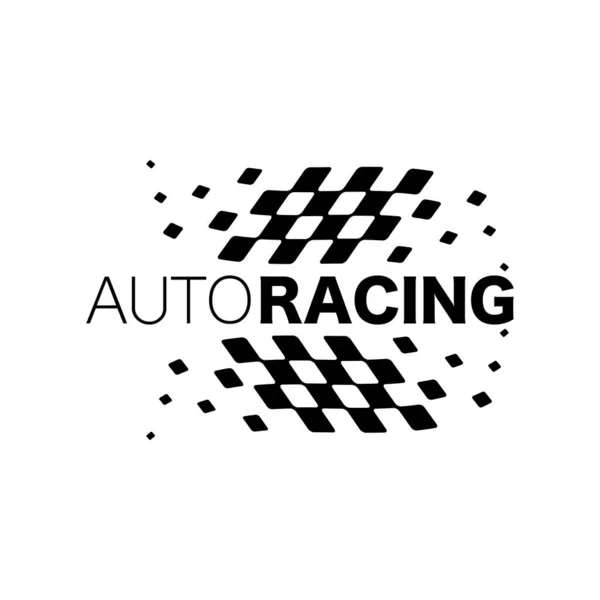 Abstract Car Sport Race Logo Black White Flags Start Finish — Stock Vector