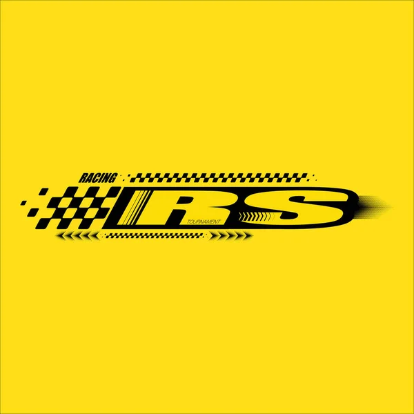 Абстрактний Автомобіль Спортивної Гонки Логотип Чорним Жовтим Білим Прапором Зразок — стоковий вектор