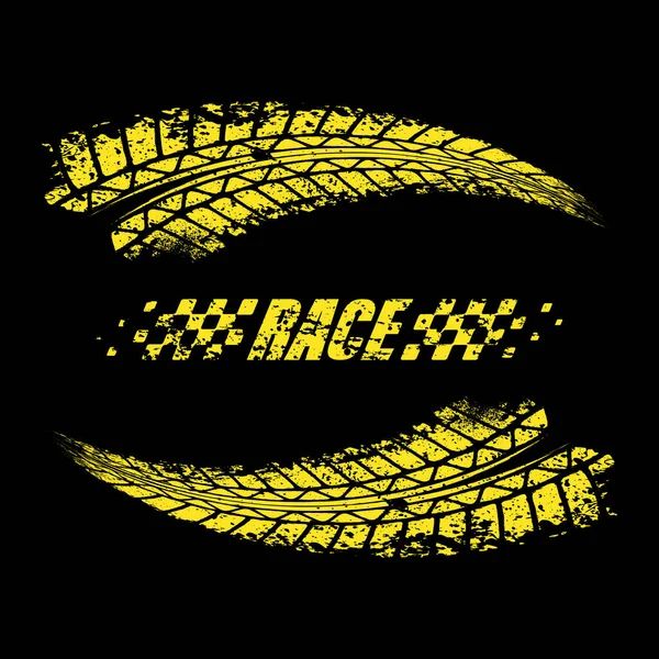 抽象的赛车运动标志与黑色和黄色的旗帜 赛车锦标赛的起跑和终点线设计 — 图库矢量图片