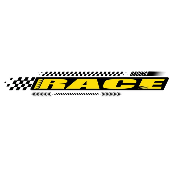 Abstrato Carro Esporte Corrida Logotipo Com Bandeira Preta Amarela Amostra —  Vetores de Stock