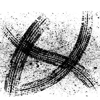 Lastik izleri, grunge lekeleri ve mürekkep lekeleriyle siyah beyaz arka plan