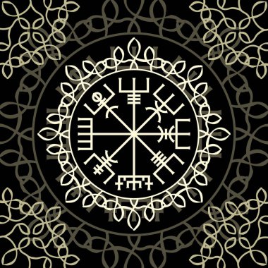 Lineer İskandinav Viking vejetaryen sembolü siyah arka planda izole edilmiş. Farklı dizaynlar ve desenler için eski grunge işareti