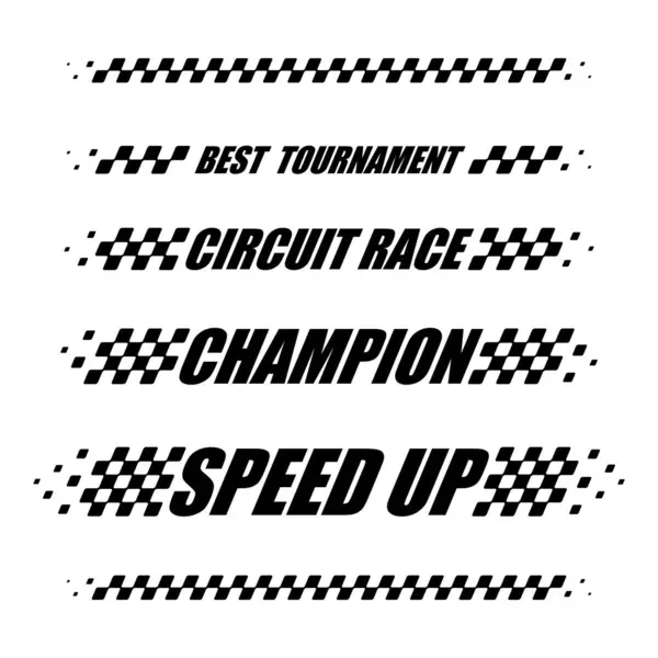 Logo Course Sport Automobile Abstrait Avec Drapeaux Texte Noir Blanc — Image vectorielle