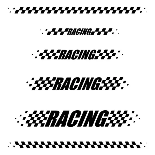 Astratto Auto Sport Racing Logo Con Bandiere Bianco Nero Progettazione — Vettoriale Stock