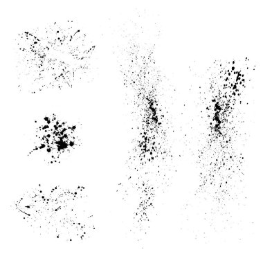 Değişik mürekkep lekeleri ve siluetler beyaz arka planı izole ediyor. Grunge duvar kağıdı için tasarım ögeleri
