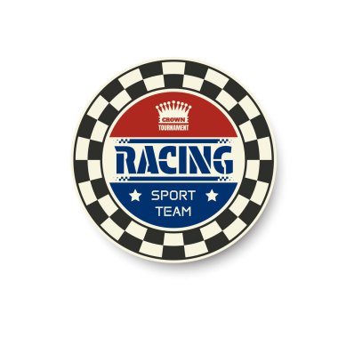 Yarış turnuvası ve yarış tasarımları için işaretli desenli sarı etiketi ve örnek metni daire içine al