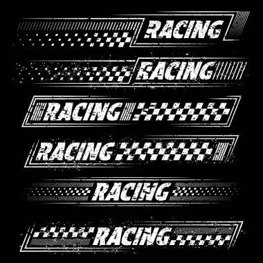 Mürekkep lekeli beyaz grunge yarış araçları ve moto tasarımları için damalı desenler.