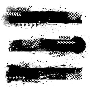 Beyaz arkaplanda izole edilmiş siyah grunge elementleri