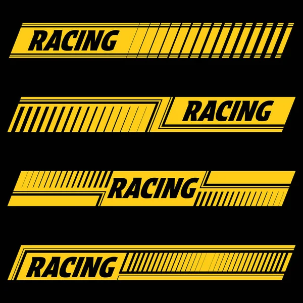 Linee Orizzontali Gialle Con Testo Racing Isolato Sfondo Nero Illustrazioni Stock Royalty Free