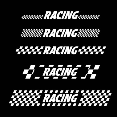 Spor araba çıkartmaları ve farklı moto yarış tasarımları için farklı damalı logolar.