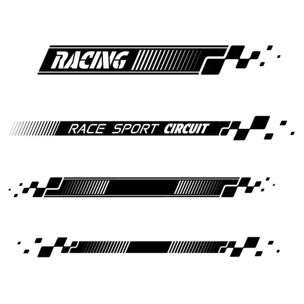 Zestaw Czarnych Logotypów Kratkę Sportowych Naklejek Samochodowych Różnych Projektów Wyścigowych Ilustracja Stockowa