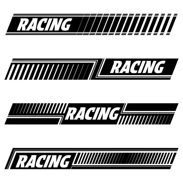 Streszczenie Samochód Wyścigowy Logo Czarno Białą Flagą Start Meta Linii Grafika Wektorowa