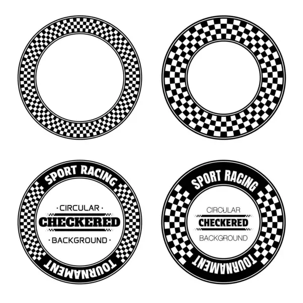 Set Circle Checkered Halftone Patterns Sample Texe Sports Race Labels 矢量图形