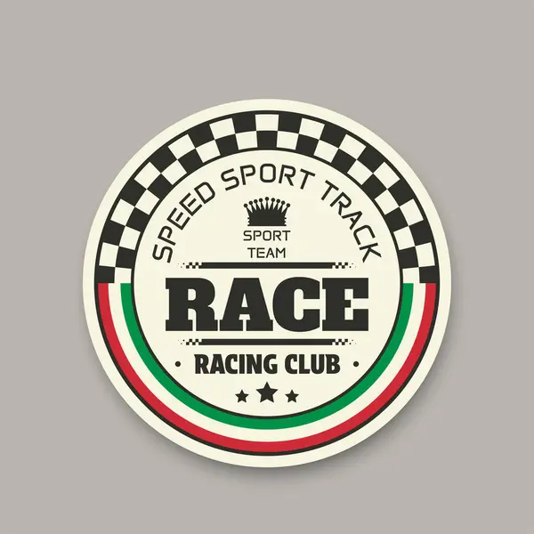 イタリアの国旗とトーナメントやスポーツイベントのスピードレーステストの黄色いレーストラックサークルエンブレム ストックベクター