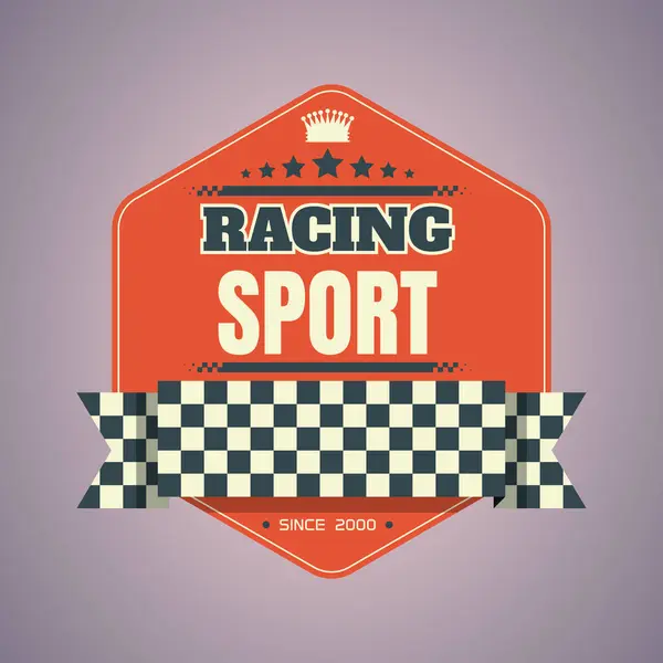 Kırmızı Retro Yarış Logosu Yarış Spor Tasarımları Için Checkeres Örnek Stok Vektör