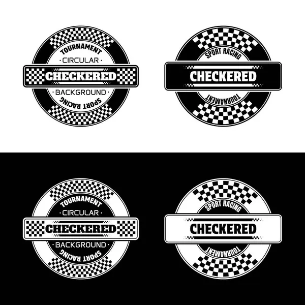 Set Circle Checkered Halftone Patterns Sample Texe Sports Race Labels 免版税图库插图