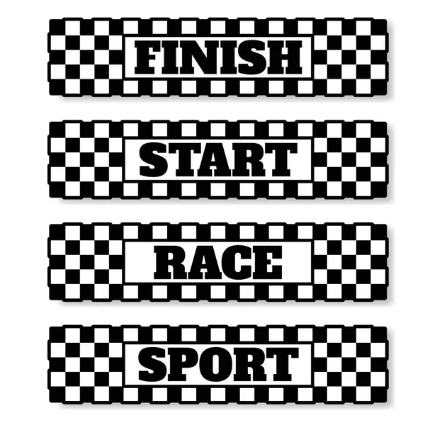 Four Checkered Sports Flags Stroke Sample Text Shadow Car Moto Royalty Free Stock Illustrations