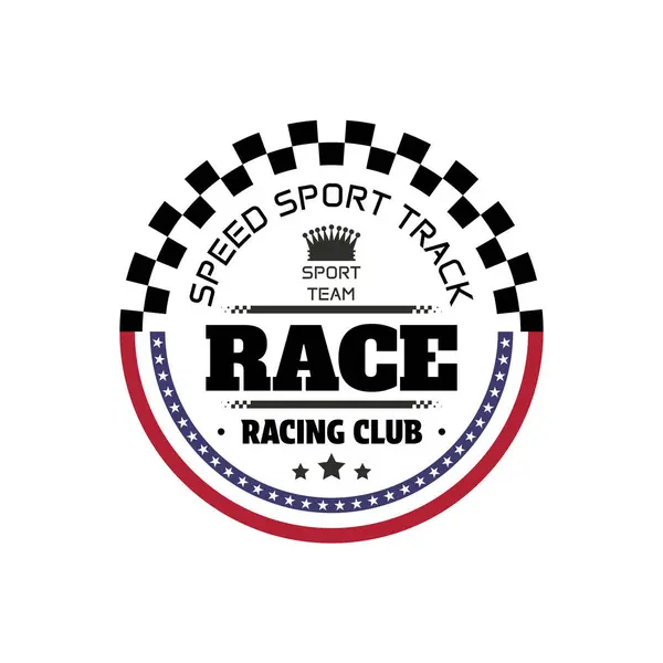 赛车场圈标志 带有美国国旗和赛车赛及体育赛事的速度测试 图库矢量图片