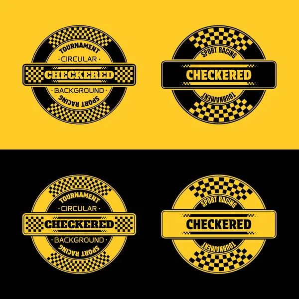 Set Circle Checkered Halftone Patterns Sample Texe Sports Race Labels Royalty Free Stock Vectors