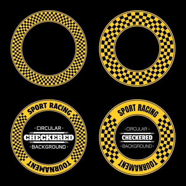 Set Circle Checkered Halftone Patterns Sample Texe Sports Race Labels 图库插图