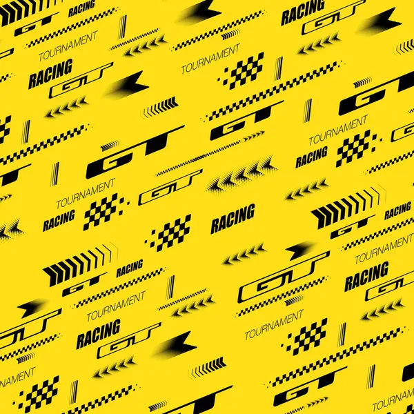 Logotipo Abstracto Carrera Deportiva Coches Con Bandera Negra Amarilla Blanca Ilustraciones de stock libres de derechos