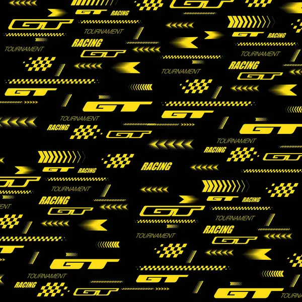 Abstraktní Logo Automobilového Sportovního Závodu Černou Žlutou Bílou Vlajkou Ukázkovým Stock Vektory