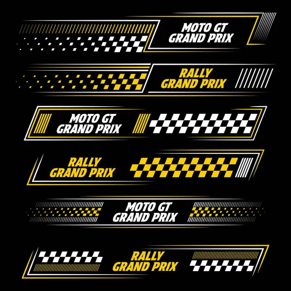 黄色和白色的汽车和体育标志 横向检查为比赛和竞赛提供半色调设计 具有线性模式的粗体字样本 图库矢量图片